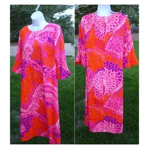 Neon Pink Orange and Purple Dress, 60s-70s, Size Small, Black Light Glows